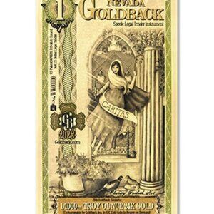 3 BRAND NEW Nevada, NH, SD Goldbacks Aurum 24kt Gold Foil Note Coin MINT